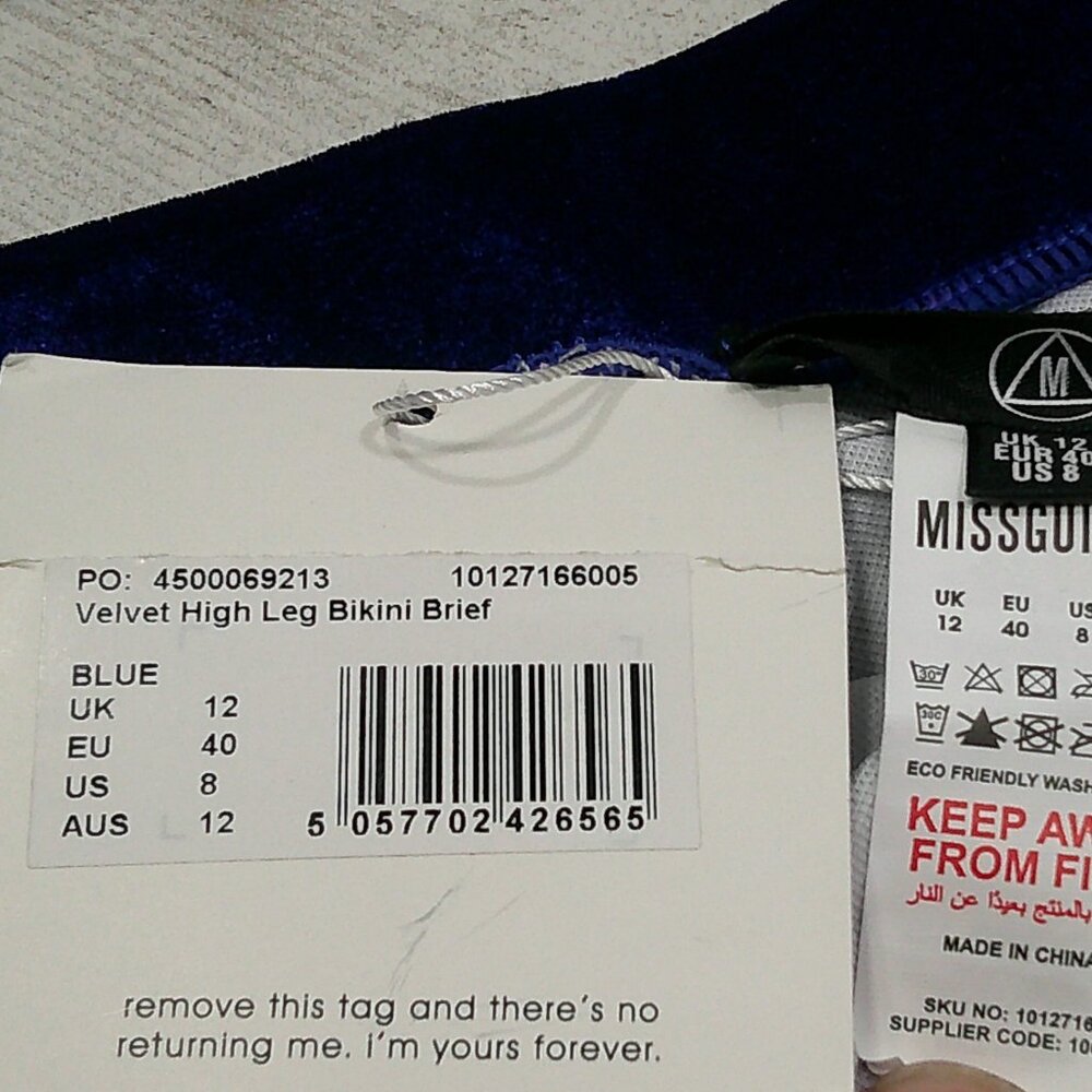 NWT Deep Blue Velvet High Leg Brief Bottoms | Scoop Neck Bikini Top Size 8 - Picture 7 of 7